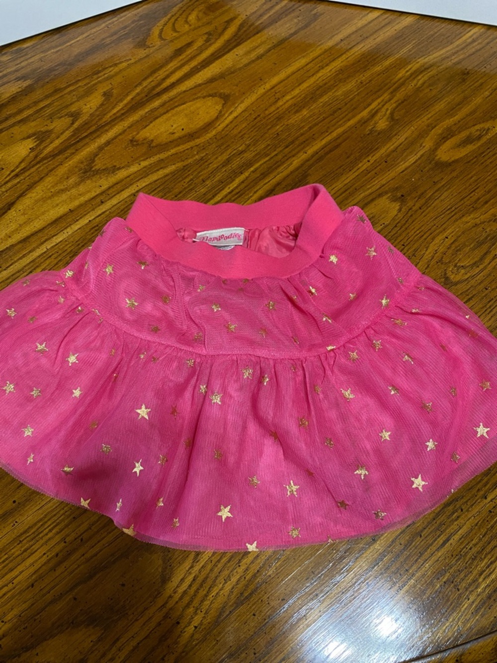 Flapdoodles Hot Pink Tulle Skirt with Gold Star Accents